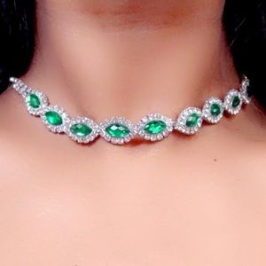 Teal rhinestone choker